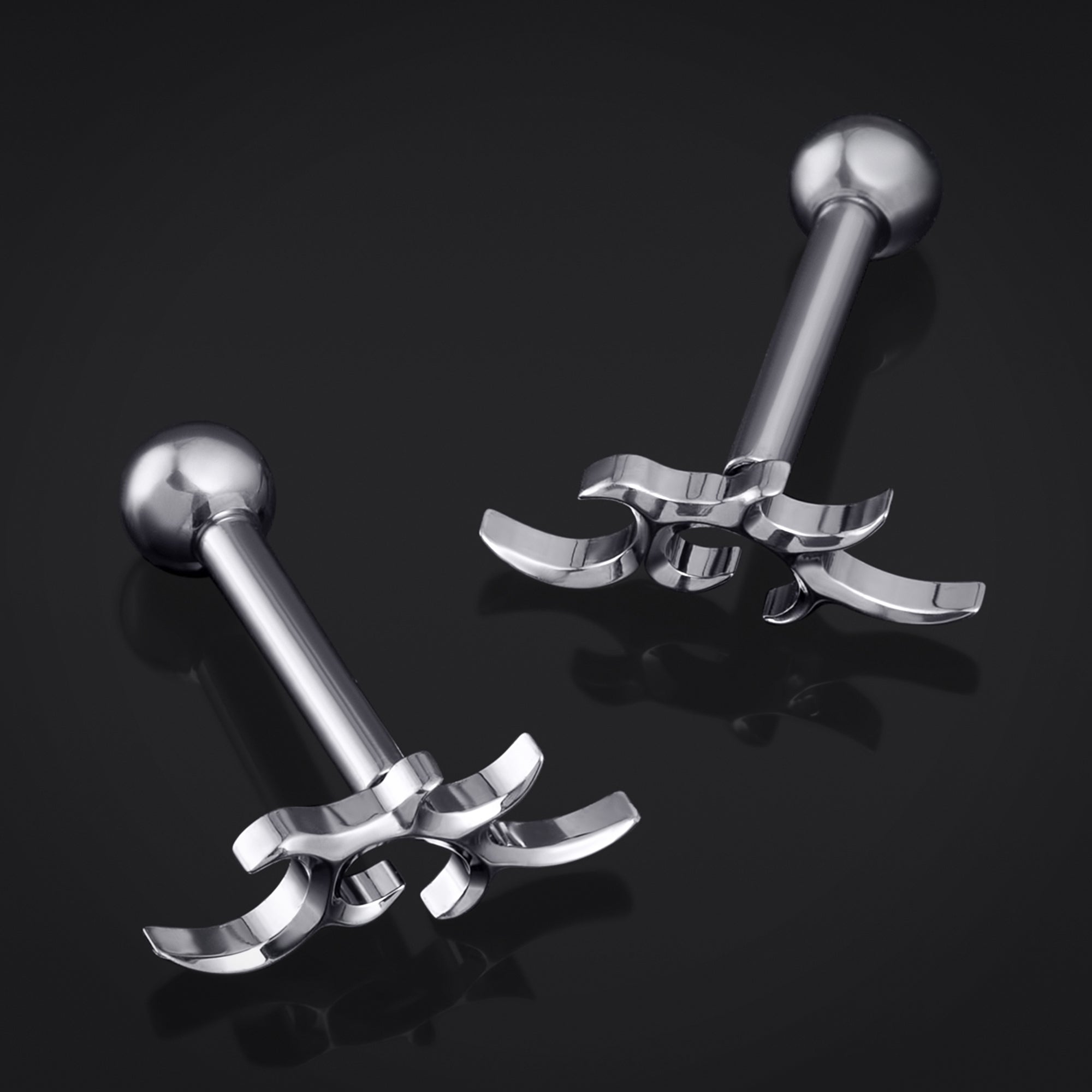 Tragus Stud, Silver, Tribal Spike, Titanium, 1.2mm