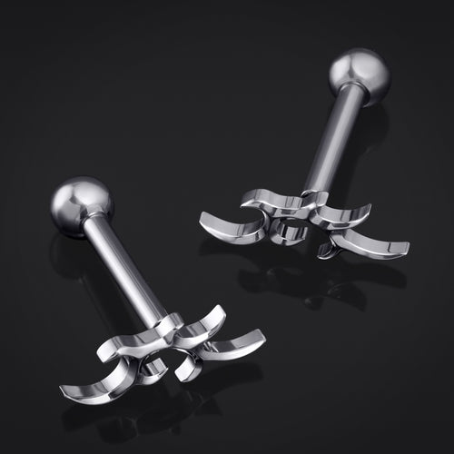 Tragus Stud, Silver, Tribal Spike, Titanium, 1.2mm