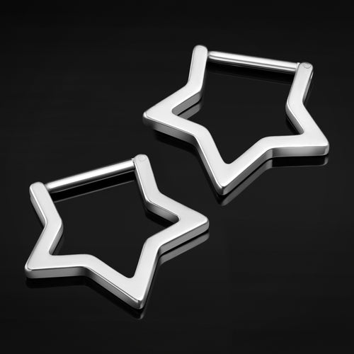 Star Shaped Clicker Ring, Silver, ASTM F136 Titanium