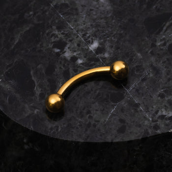 Curved Eyebrow Barbell, Gold, Internally Threaded, Titanium