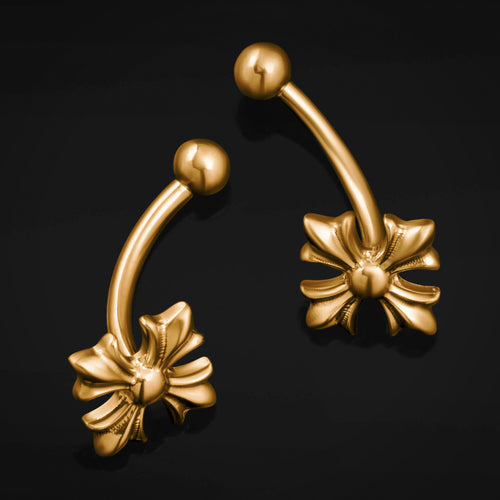 Vertical Labret, Silber, gotisches Kreuz, innengewindet, Titan