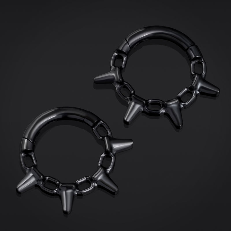 Septum clicker, noir, chaîne à pointes, titane