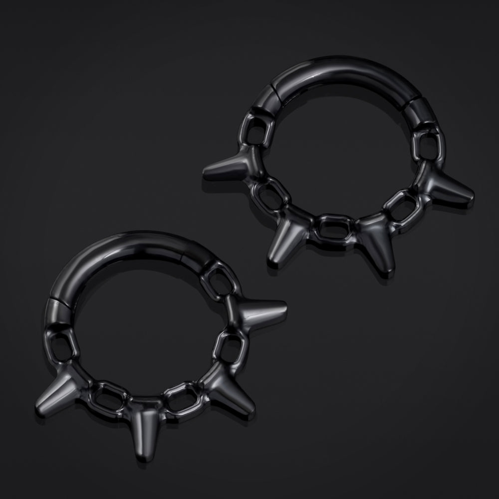 Black Spiked Chain ASTM F136 Titanium Segment Clicker Septum Nose Ring - ASTM F136 Titanium Hinged Segment Ring for Nose / Septum / Spiked Chain / 1.2mm 