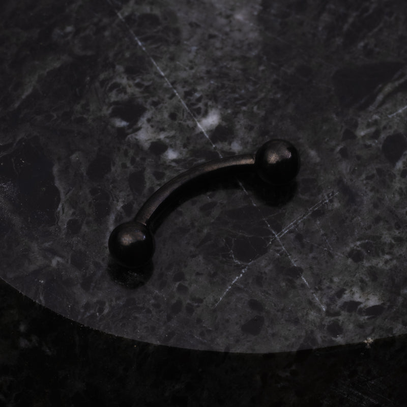 Curved Eyebrow Barbell, Black, Internally Threaded, Titanium