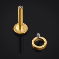 Labret en titane doré circulaire à filetage interne, calibre 1,2 mm