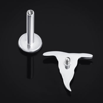 Silver Witches Hat Internally Threaded Titanium Labret Stud 1.2mm Gauge