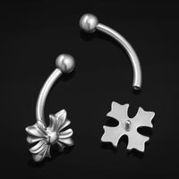 Vertical Labret, Silver, Gothic Cross, Internally Threaded, Titanium