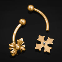 Labret Vertical, Or, Croix Gothique, Filetage Interne, Titane