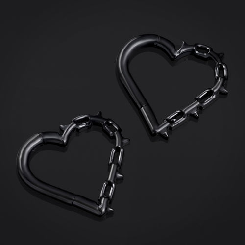 Black Spiked Chain Heart ASTM F136 Titanium Segment Clicker