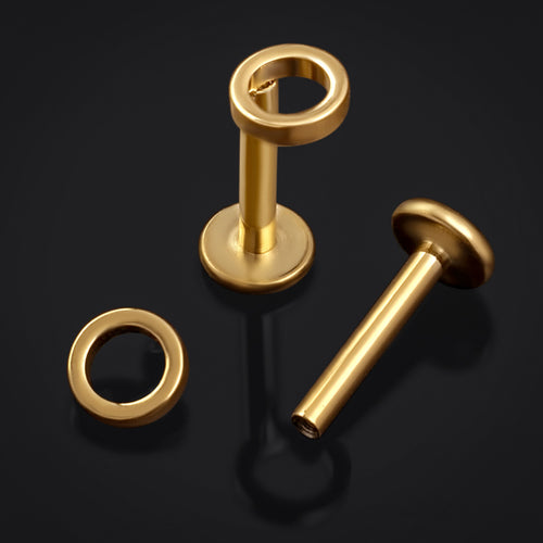 Gold Circular Internally Threaded Titanium Labret Stud 1.2mm Gauge
