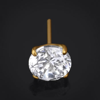 Labret Top, Gold, Claw Set CZ Stone, Threadless, Titanium Top