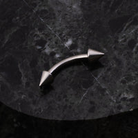 Curved Eyebrow Barbell, Silver, Spiked, Internally Threaded, Titanium