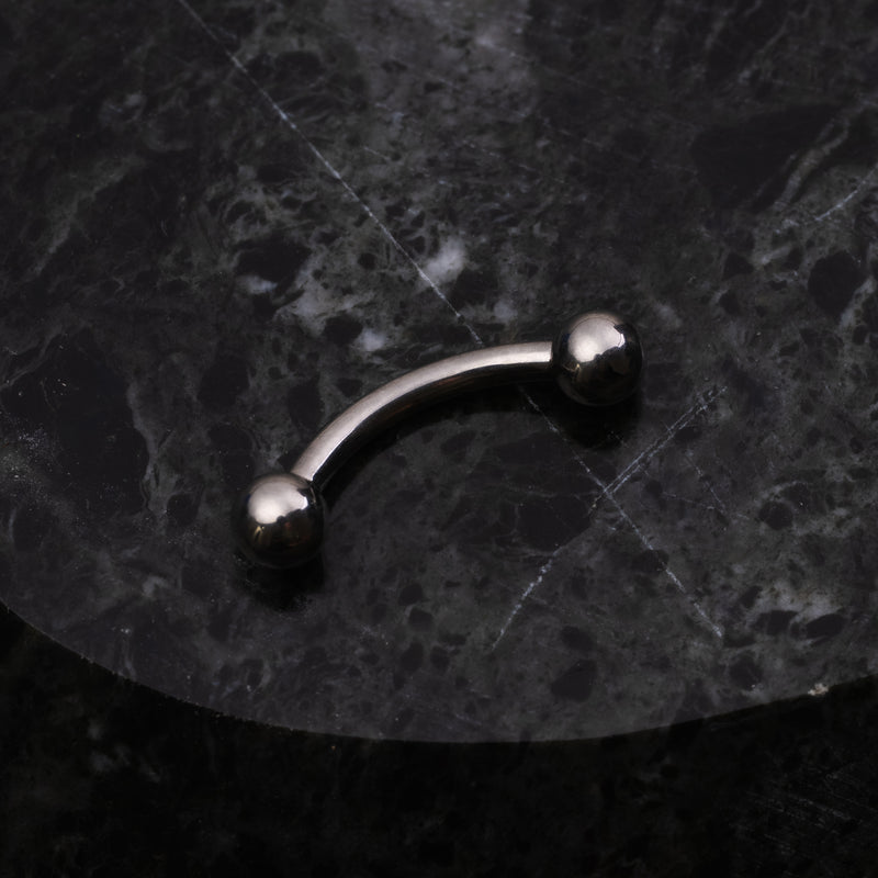 Curved Eyebrow Barbell, Silver, Internally Threaded, Titanium
