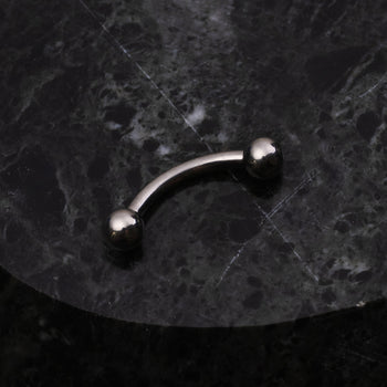 Curved Eyebrow Barbell, Silver, Internally Threaded, Titanium