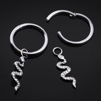 Anneau de nez clicker pendant argent, serpent, titane