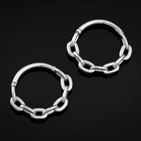 Clicker de septum, argenté, design chaîne, titane, 1.2 mm
