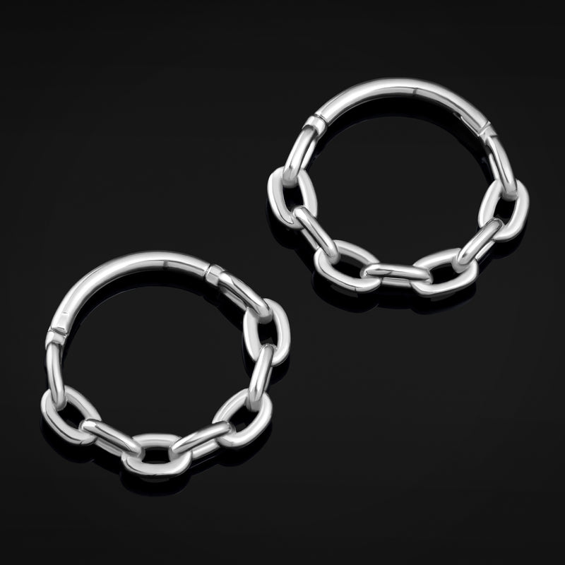Clicker de septum, argenté, design chaîne, titane, 1.2 mm