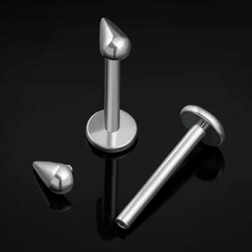 Silver Teardrop Internally Threaded Titanium Labret Stud 1.2mm Gauge