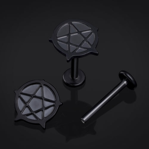 Labret-Stecker, Silber, Coffin Nails, Innengewinde, Titan, 1,2mm Stärke
