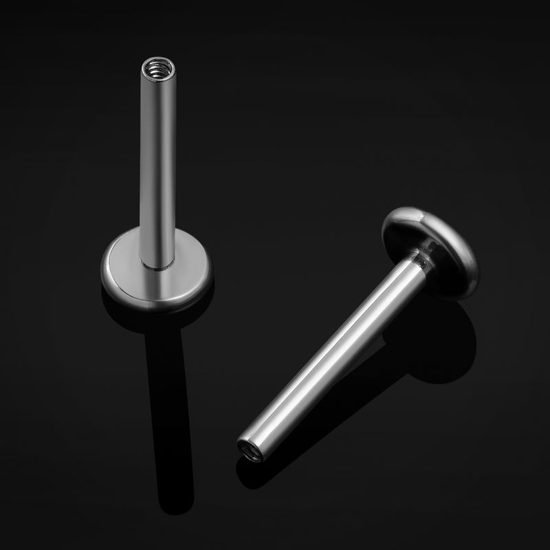 Tige de labret, argent, filetage interne, titane ASTM F136, 1.2mm