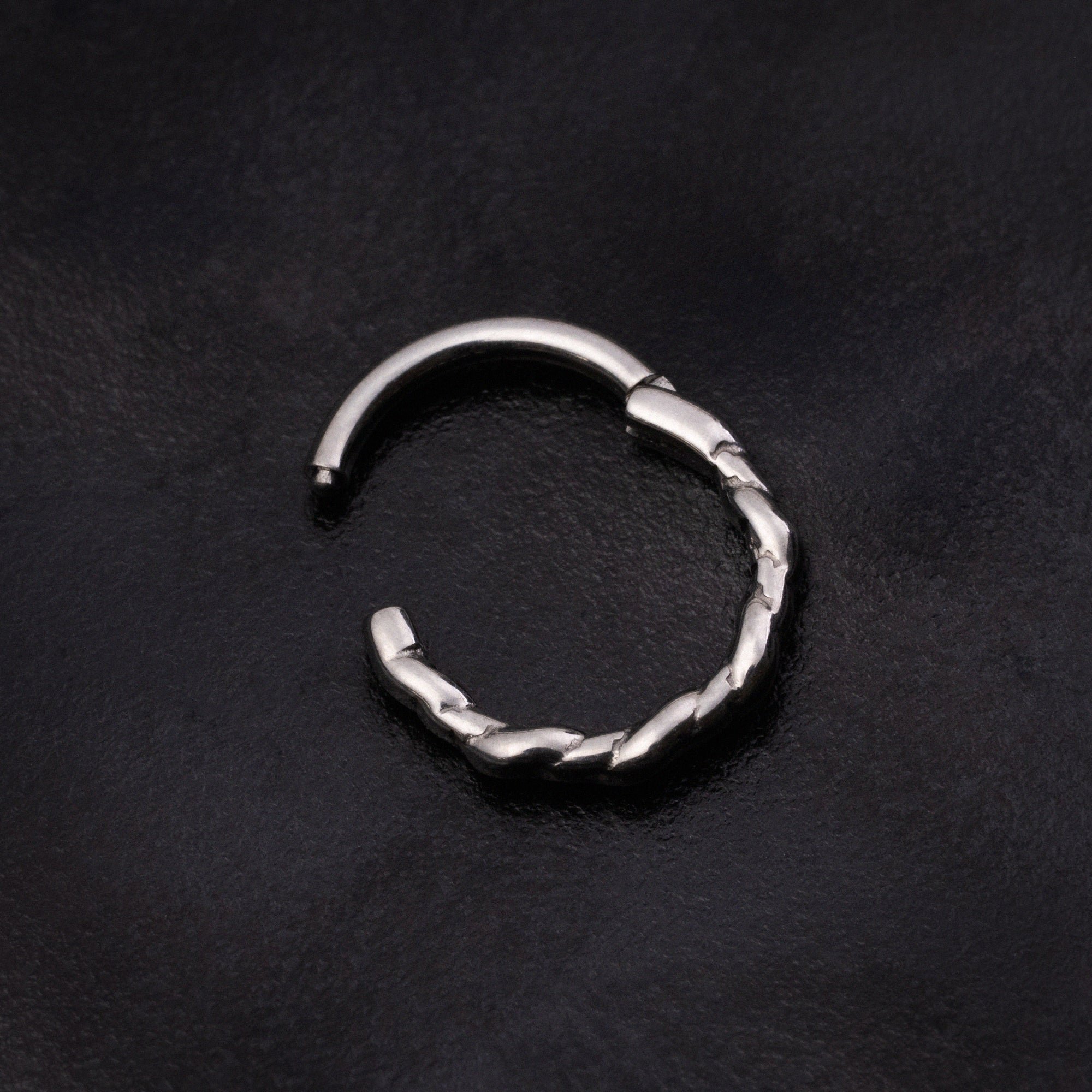 Anneau clicker corde torsadée Helix, argent, titane ASTM F136