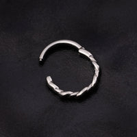 Helix Twisted Rope Clicker Ring, Silver, ASTM F136 Titanium