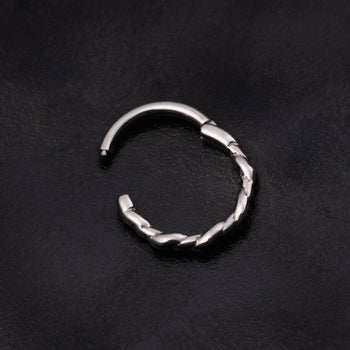 Helix Twisted Rope Clicker Ring, Silver, ASTM F136 Titanium