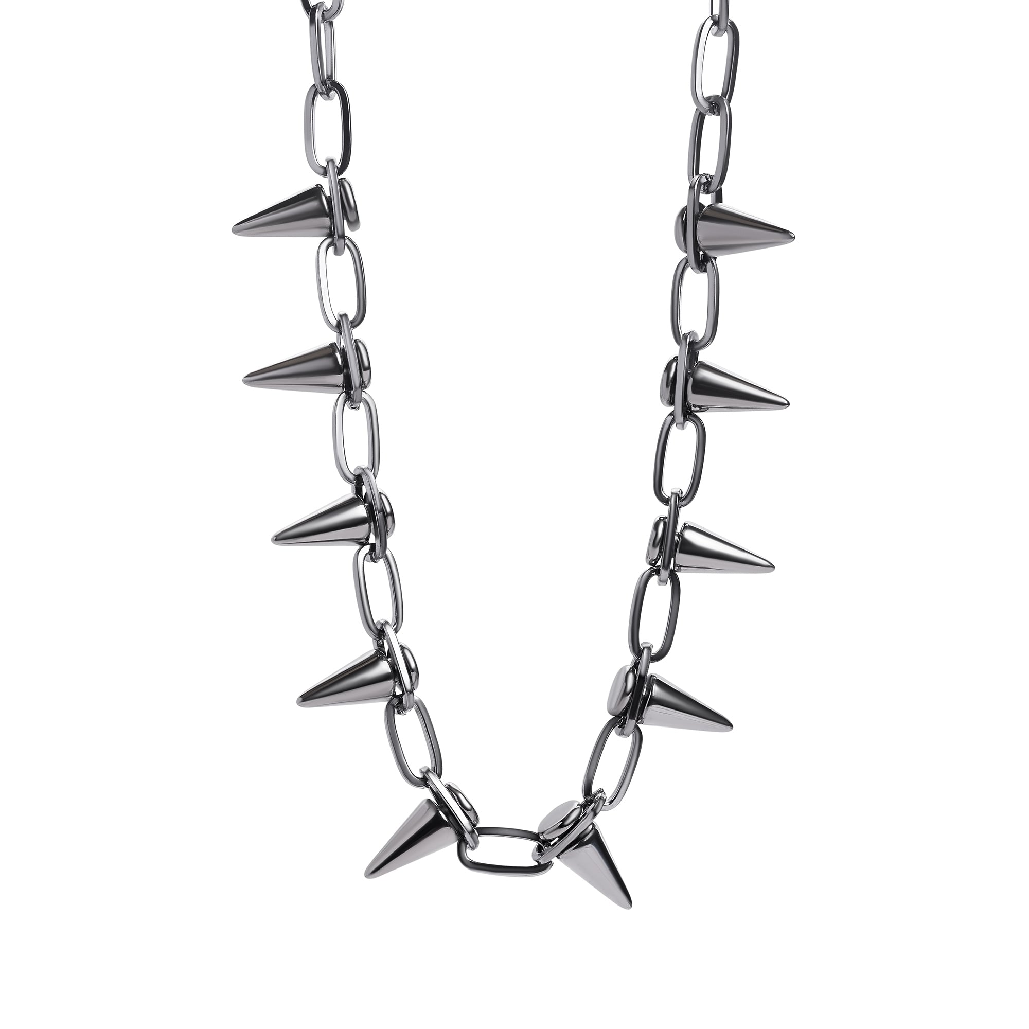 Silver Spiked Chain Choker