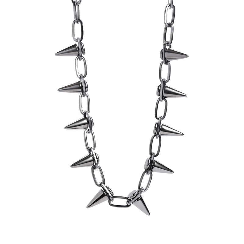Collier ras-du-cou chaîne à pointes argentée