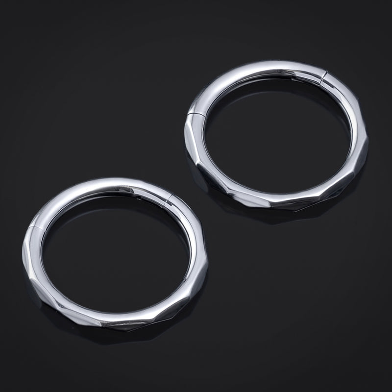Piercing de narine, anneau segment facetté, argent, titane ASTM F136