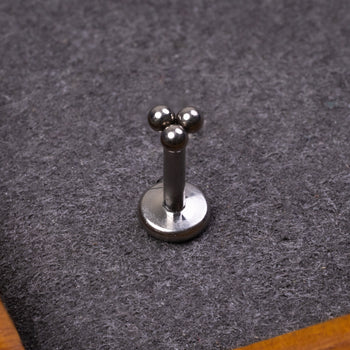 Medusa Stud, Silver, Triple Dot, Internally Threaded, ASTM F-136 Titanium