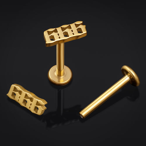 Gold 666 Internally Threaded Titanium Labret Stud 1.2mm Gauge