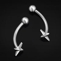 Vertical Labret, Silver, Four Pointed Star, Internally Threaded, Titanium