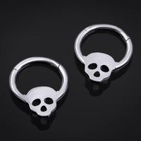 Clicker de septum, argent, crâne, titane ASTM F136