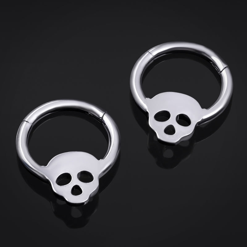 Clicker de septum, argent, crâne, titane ASTM F136