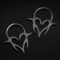 Clicker de septum, noir, cœur tribal pointu Neo, titane ASTM F136