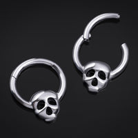 Clicker de septum, argent, crâne, titane ASTM F136
