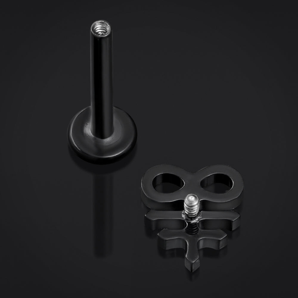 Black Leviathan Cross Internally Threaded Titanium Labret Stud 1.2mm Gauge - Black Leviathan Cross Labret Stud- 6mm / 8mm / 10mm Internally Threaded / Body Jewellery / Lip / Nose / Ear Labret
