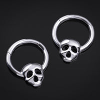 Clicker de septum, argent, crâne, titane ASTM F136