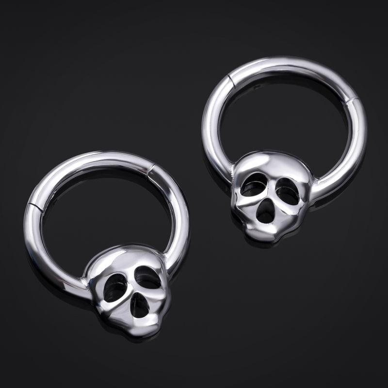 Clicker de septum, argent, crâne, titane ASTM F136