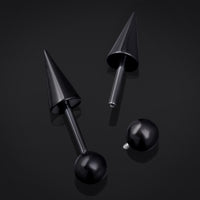 Piercing barre droite, noir, pointe et bille, filetage interne, titane