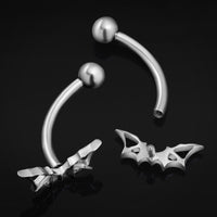 Vertical Labret, Silver, Bat Wing, Internally Threaded, Titanium