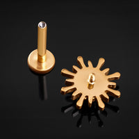 Piercing labret, or, embout opale scintillant, filetage interne, titane, 1.2mm