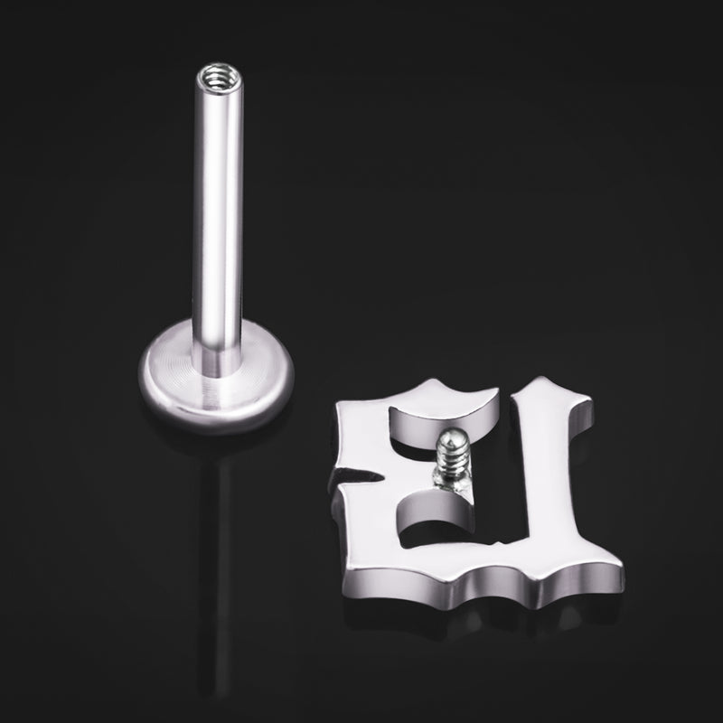 Argent, 13, filetage interne, clou de labret, titane ASTM F136, 1.2mm