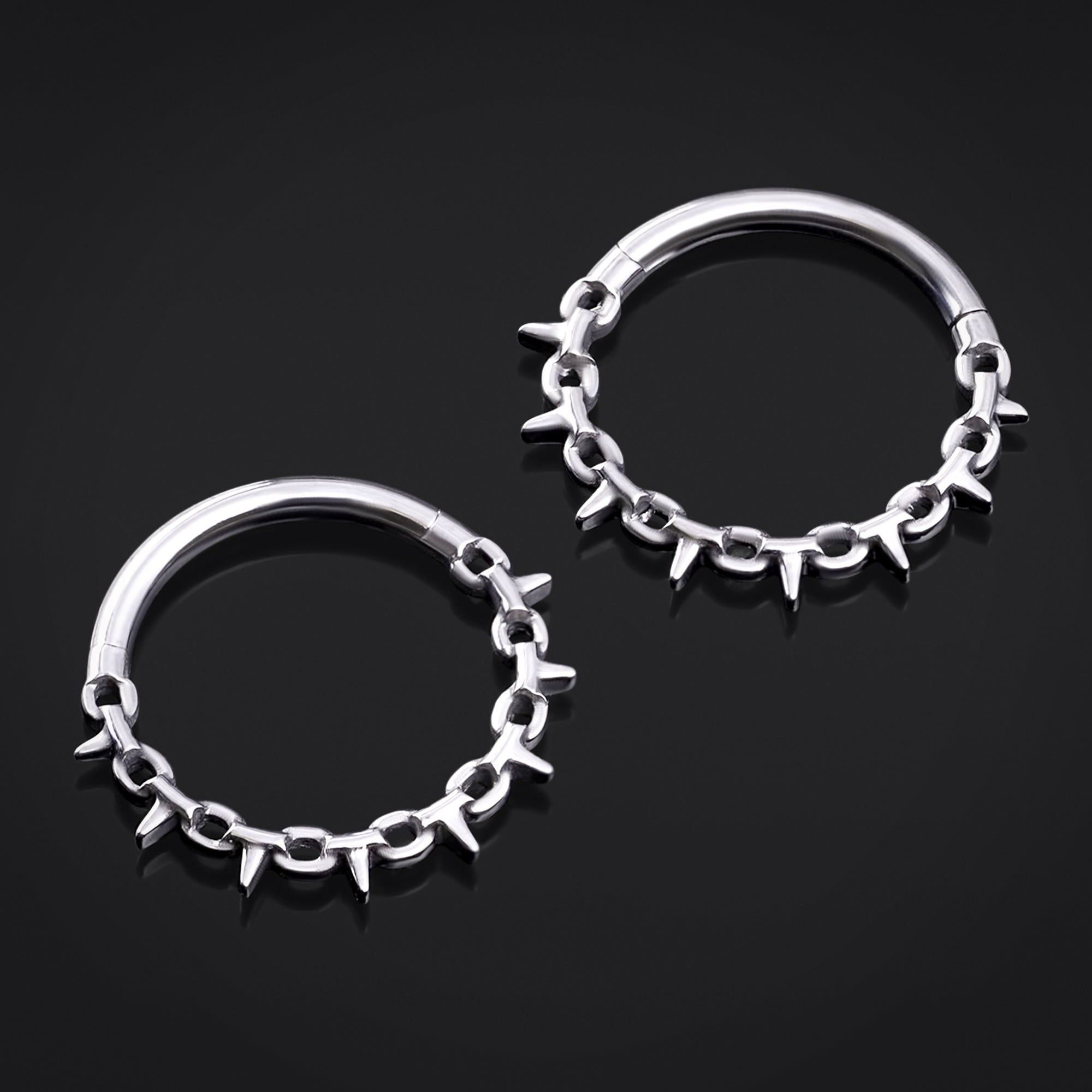 Septum Clicker, Silver, Spiked Chain, Titanium