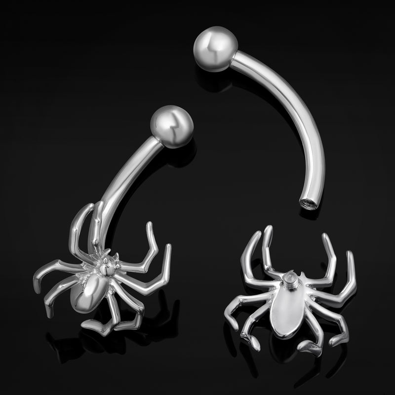 Vertical Labret, Silver, Spider, Internally Threaded, Titanium