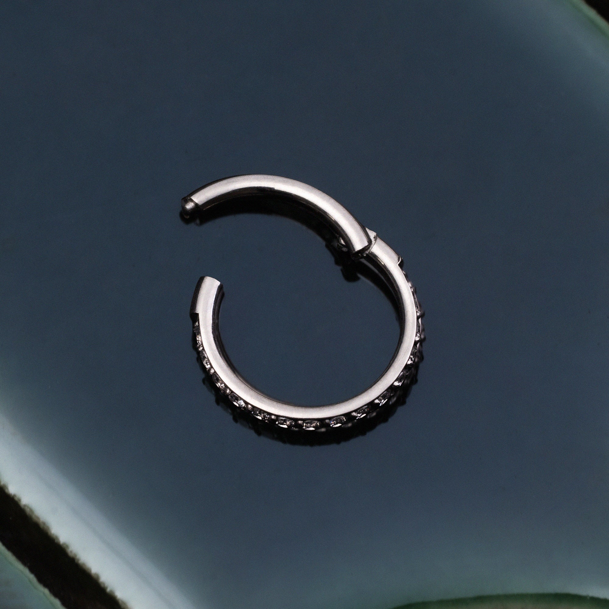 Anneau de piercing nasal, argenté, sans soudure et orné de bijoux, titane ASTM F136