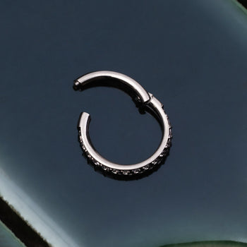 Clicker-Ring, Silber, nahtlos und mit Schmucksteinen, ASTM F136 Titan