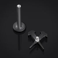 Piercing labret noir, ongles cercueil, filetage interne, titane, calibre 1,2 mm
