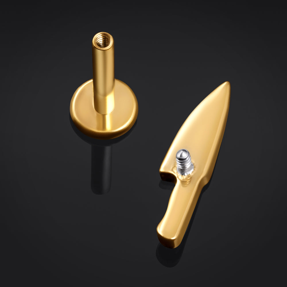 Titan-Labret-Ohrstecker mit Innengewinde, Stärke 1,2 mm, in Roségold mit Kegel